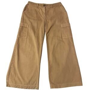 Amadi Anthropologie Wide Leg Cargo 100% Cotton Khaki Painter Pants Size XL
